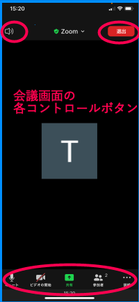 会議画面のコントロールボタン